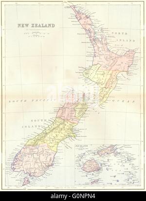 Neuseeland: & Fidschi Karte, 1870 Stockfoto