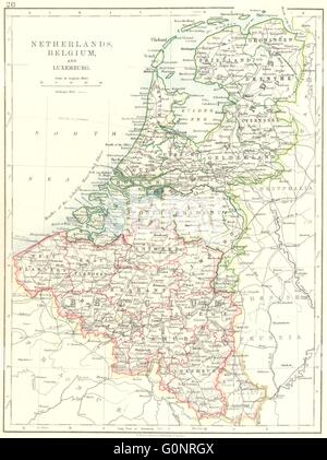 BENELUX.Netherlands-Belgien-Luxemburg. Holland. JOHNSTON, 1899 Antike Landkarte Stockfoto