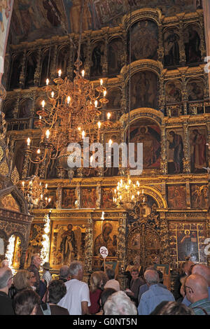 Wand der Symbole (griechischen Stil, 17. Jahrhundert Barock), Kirche von dem Propheten Elia, Jaroslawl, Russland. Stockfoto