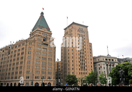 Peace Hotels und Bank of China Bund Shanghai China Stockfoto