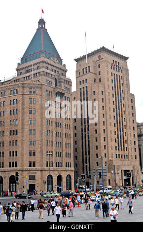 Peace Hotels und Bank of China auf der Bund in Shanghai Stockfoto