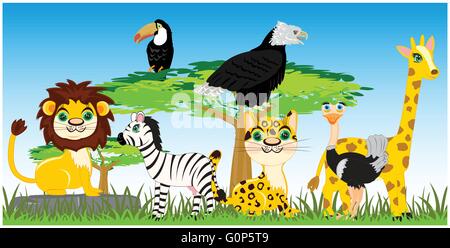 Vektor-Illustration des Wildlifes Afrikas auf Natur Stock Vektor