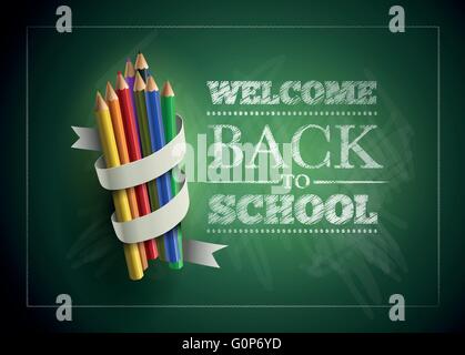 Willkommen zurück in die Schule. Vektor-Illustration. Elemente werden separat in Vektordatei geschichtet. Einfach bearbeitet werden. Stock Vektor