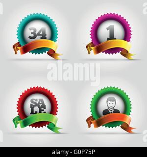 Vektor-bunte Abzeichen-Sammlung. Elemente werden separat in Vektordatei geschichtet. Stock Vektor