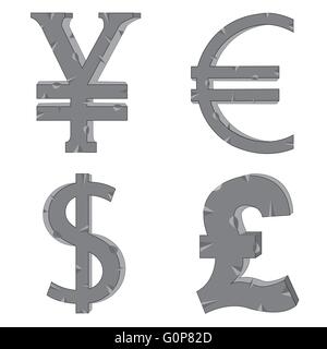 Die Geld-Zeichen und Symbole der verschiedenen Länder. Stock Vektor