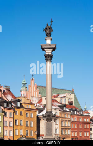 Sigismunds Spalte (Kolumna Turm) Burgplatz, Warschau, Polen. Die Statue im Jahre 1644 errichtet. Stockfoto