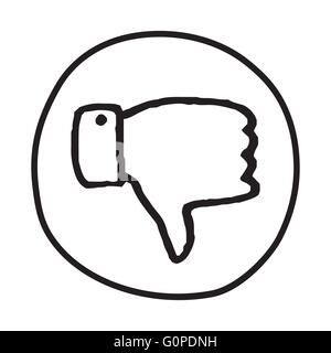 Doodle-Daumen nach unten-Symbol. Stock Vektor