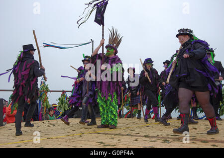 Hastings, East Sussex, UK. 2. Mai 2016. Die Hastings Jack im grünen Festival ist ein traditionelles britisches May Day Fest markiert das Ende des Winters und der Beginn des Frühlings, Zentrierung auf die mysteriöse Figur des Jack im grünen aus der englischen Folklore und Einbeziehung Morris Dancers und eine bizarre Trachtenumzug. Bildnachweis: Denis McWilliams/Alamy Live-Nachrichten Stockfoto