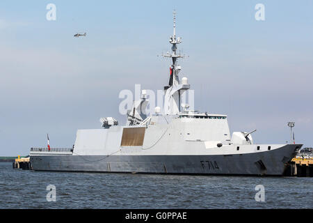 Manila. 4. Mai 2016. Foto aufgenommen am 4. Mai 2016 zeigt die französische Marine Schiff Guepratte F714 in Manila, Philippinen. Guepratte F714, Multi-mission La Fayette Stealth-Fregatten, ist in den Philippinen für eine Reihe von vertrauensbildenden Engagements zwischen philippinischen Marine und die französische Marine. © Rouelle Umali/Xinhua/Alamy Live-Nachrichten Stockfoto