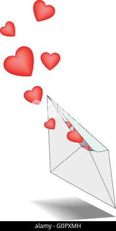 Eingehende schreiben mit Liebeserklärungen mit Herzen Stock Vektor