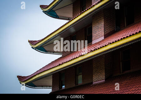 Architektonische Details der Pagode auf Skyline Drive, in Reading, Pennsylvania. Stockfoto