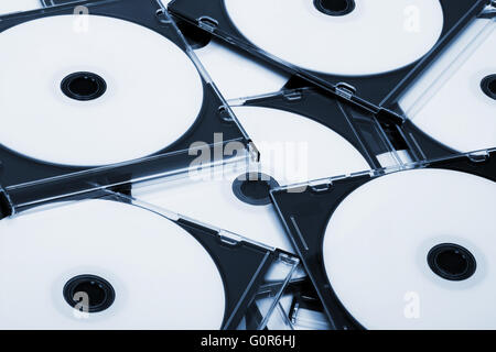 Datenträger cd in Boxen als Hintergrund Stockfoto