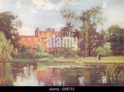 CAMBRIDGE: See Gebäude, Emmanuel College, antique print 1907 Stockfoto