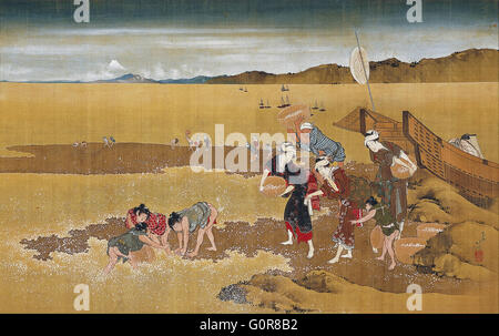 Katsushika Hokusai - Shell Gathering - Osaka City Museum of Fine Arts Stockfoto