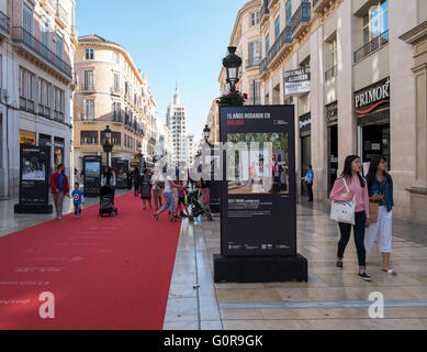 Larios Straße im spanischen Málaga-Filmfestival. Stockfoto