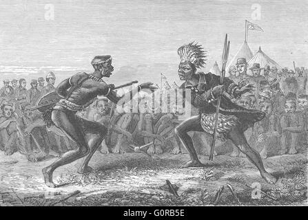 Südafrika: Krönung Zulu-Königs Cetywayo: Isimbongi, antike print 1880 Stockfoto