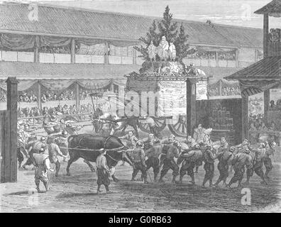 JAPAN: Religiöse parade in Tokio, Antique print 1880 Stockfoto