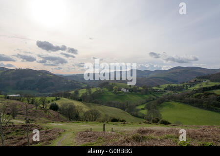 DINAS Bran, Llangollen in Sonnenuntergang Sonne Stockfoto