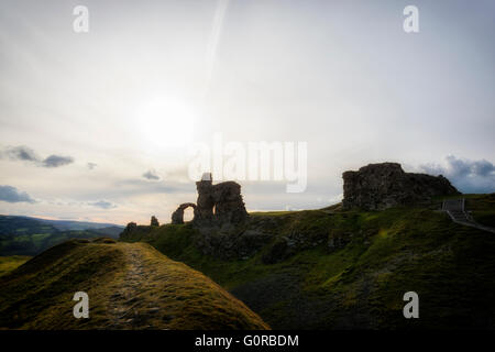 DINAS Bran, Llangollen in Sonnenuntergang Sonne Stockfoto