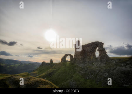 DINAS Bran, Llangollen in Sonnenuntergang Sonne Stockfoto