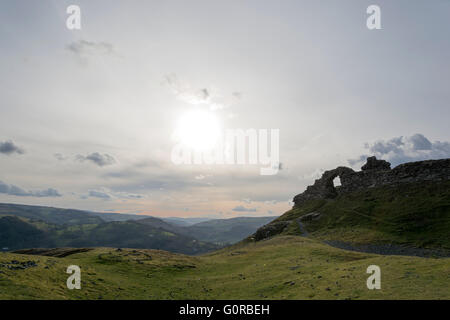 DINAS Bran, Llangollen in Sonnenuntergang Sonne Stockfoto