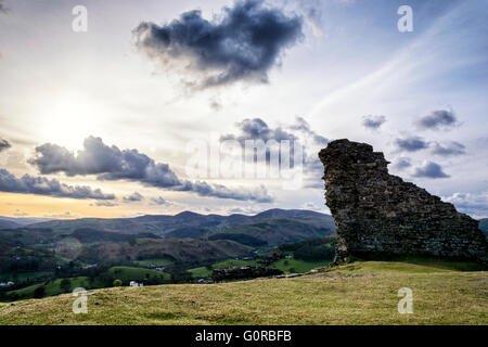 DINAS Bran, Llangollen in Sonnenuntergang Sonne Stockfoto
