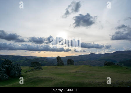 DINAS Bran, Llangollen in Sonnenuntergang Sonne Stockfoto