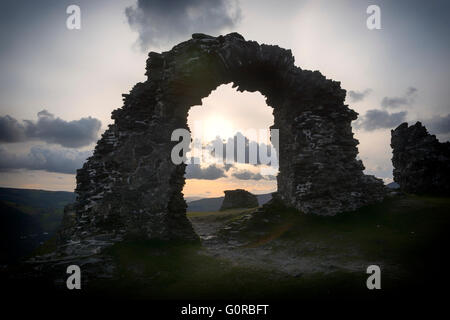 DINAS Bran, Llangollen in Sonnenuntergang Sonne Stockfoto