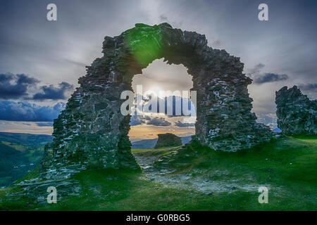 DINAS Bran, Llangollen in Sonnenuntergang Sonne Stockfoto