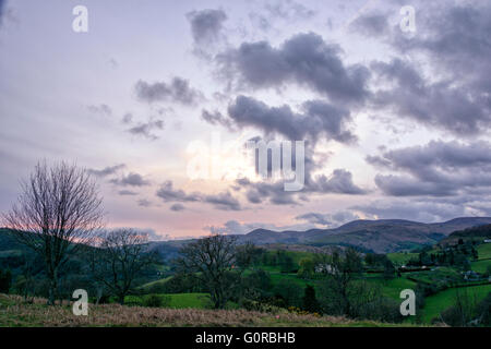 DINAS Bran, Llangollen in Sonnenuntergang Sonne Stockfoto