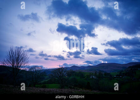 DINAS Bran, Llangollen in Sonnenuntergang Sonne Stockfoto