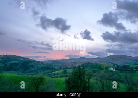 DINAS Bran, Llangollen in Sonnenuntergang Sonne Stockfoto