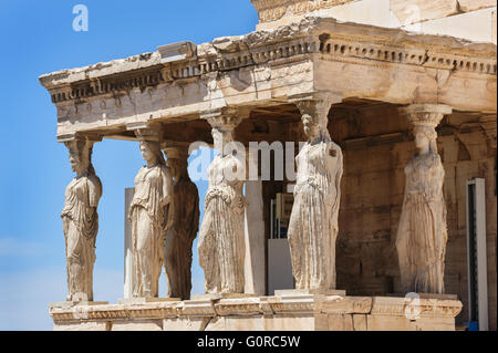 Karyatiden am Portal des Erechtheion, Akropolis Stockfoto