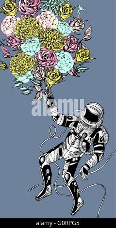 Raumkonzept mit astronaut Stock Vektor