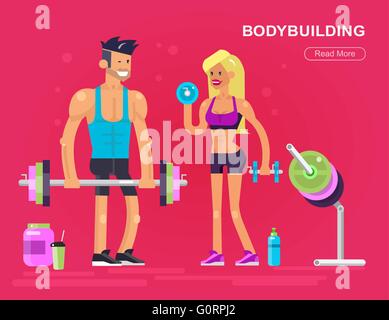 Männer und Frauen bodybuilder Stock Vektor