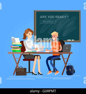 Vektor-detaillierte Charakter-Lehrerin Stock Vektor