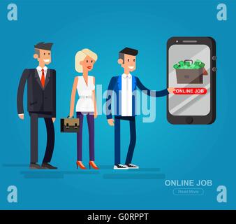 Job-Suche und Human Resources. Flache Vektor-illustration Stock Vektor