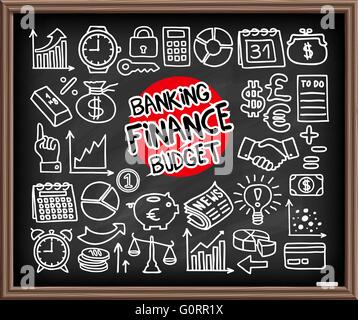 Doodle-Finance-Symbole Stock Vektor