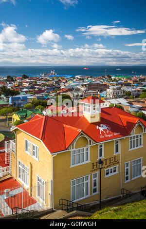 Cerro De La Cruz, Sicht von Punta Arenas, Chile, Südamerika. Stockfoto