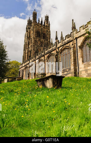 Saint Giles Kirche, die der Pfarrei Kirche von Wrexham 1506 IT Baubeginn ist die größte mittelalterliche Pfarrkirche in Wales Stockfoto