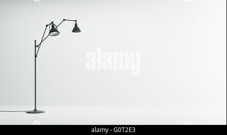 Moderne Einrichtung in Weiß mit schwarzem Hintergrund Stehleuchte isoliert 3D-Rendering Stockfoto