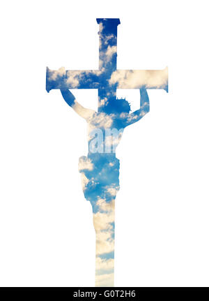 Doppelbelichtung von Jesus Christus silhouette Stockfoto