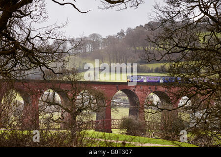 Whalley ein großes Dorf in Ribble Valley an den Ufern des Flusses Calder in Lancashire.  Volksmund "Whalley Arches", Wha Stockfoto