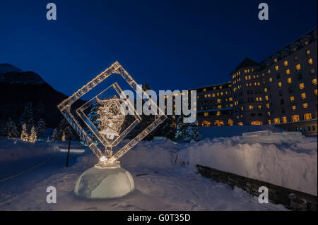 Eis-Skulptur, Lake Louise, Banff Nationalpark, Alberta, Kanada Stockfoto