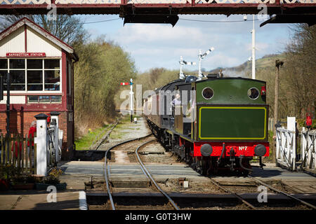 Rams unten Kunst im öffentlichen Raum Wappen Ramsbottom ELR East Lancashire Railway, eine moderne Museumsbahn Konserven Gesellschaft klein Stockfoto