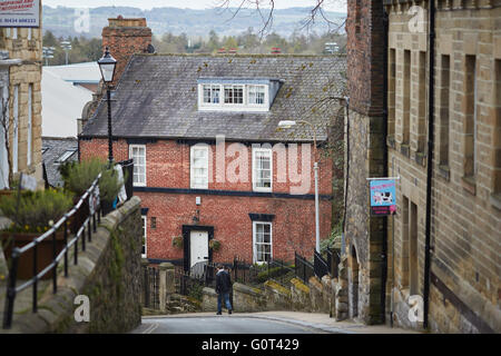 Hexham Marktstadt Zivilgemeinde Northumberland Hallstile Bank steilen Hügel vom historischen Marktplatz Geschichte wichtig ist Stockfoto