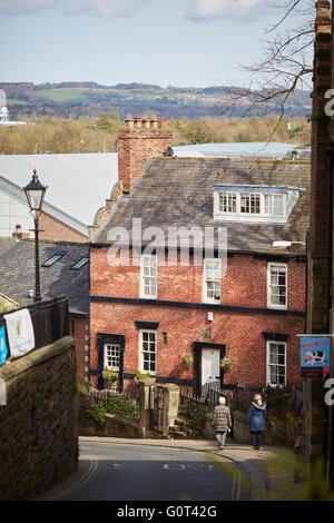 Hexham Marktstadt Zivilgemeinde Northumberland Hallstile Bank steilen Hügel vom historischen Marktplatz Geschichte wichtig ist Stockfoto