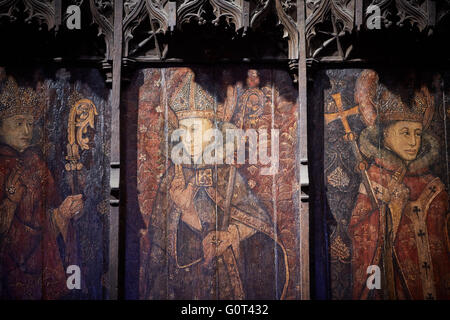 Hexham Marktstadt Zivilgemeinde Northumberland Malereien im Inneren der Abtei innen Hexham Abbey ist ein Ort der christlichen worshi Stockfoto