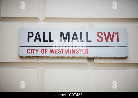 Pall Mall SW1 Metall Straßenschild Stockfoto