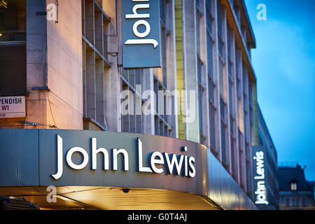 Oxford Street London John Lewsi Flagshipstore äußeren Zeichen Kaufhaus Partnerschaft Stockfoto